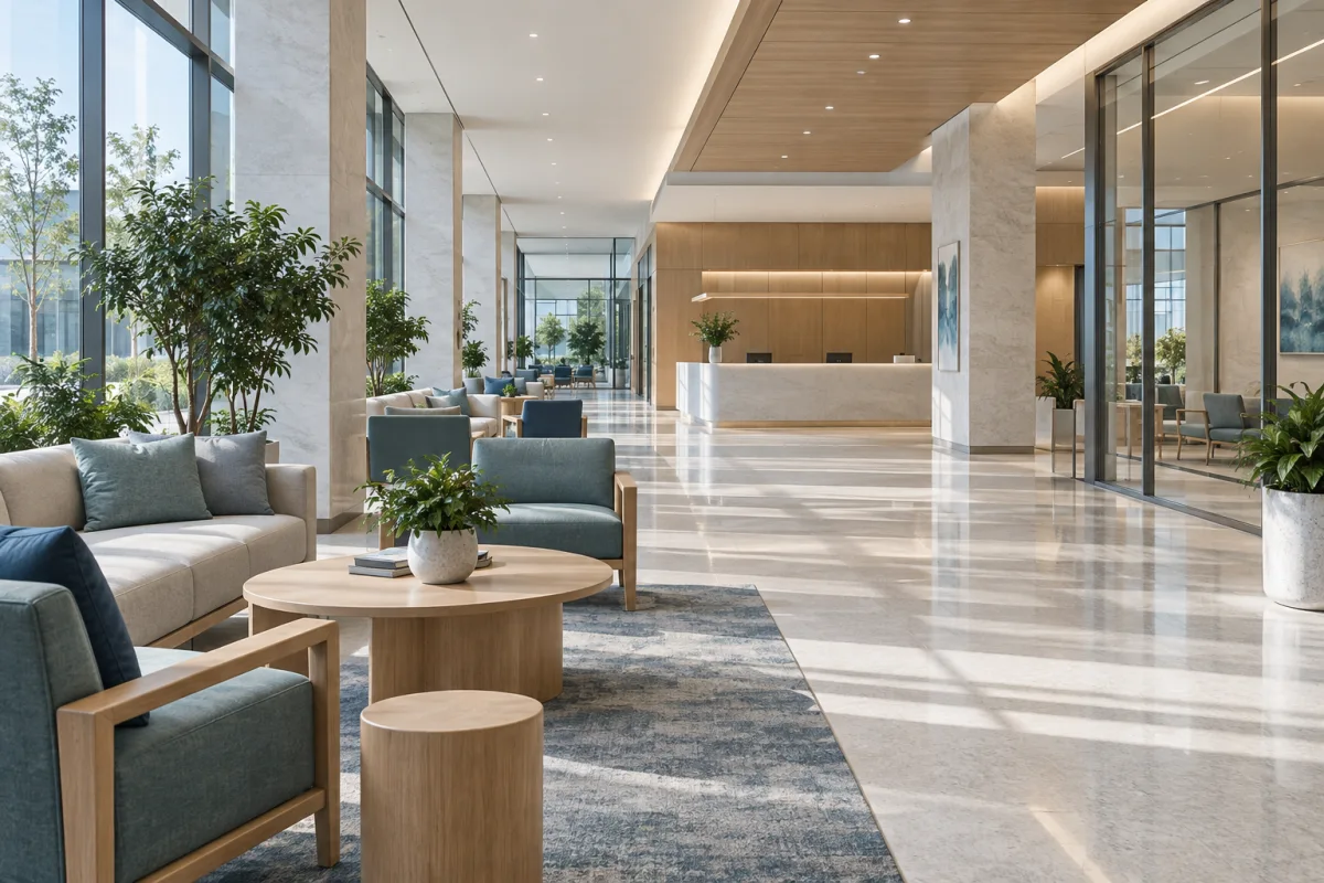 Contemporary healthcare reception lounge